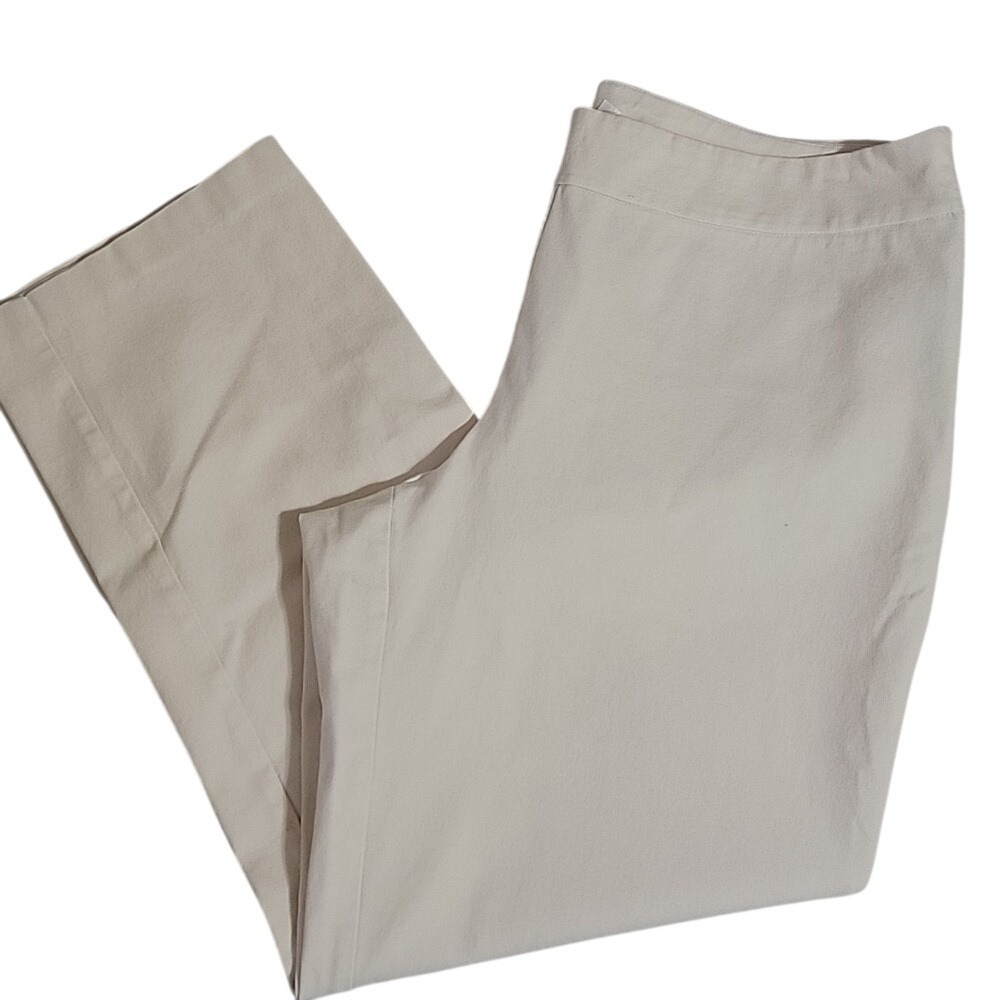 Chicos So Slimming Pants Womens 2 Short Cream Off White Side Zip Stretch Cotton